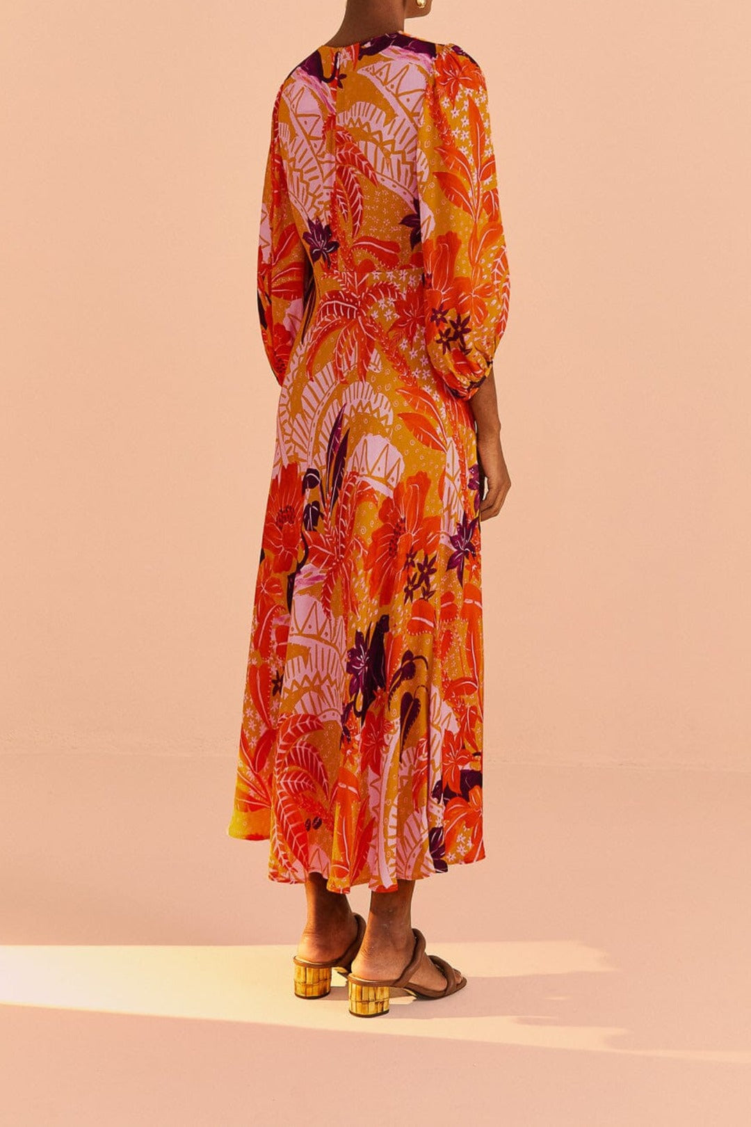 Robe midi Jungle Panther - Beige