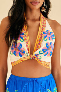 Top Vivid Garden Off White - Multicolore
