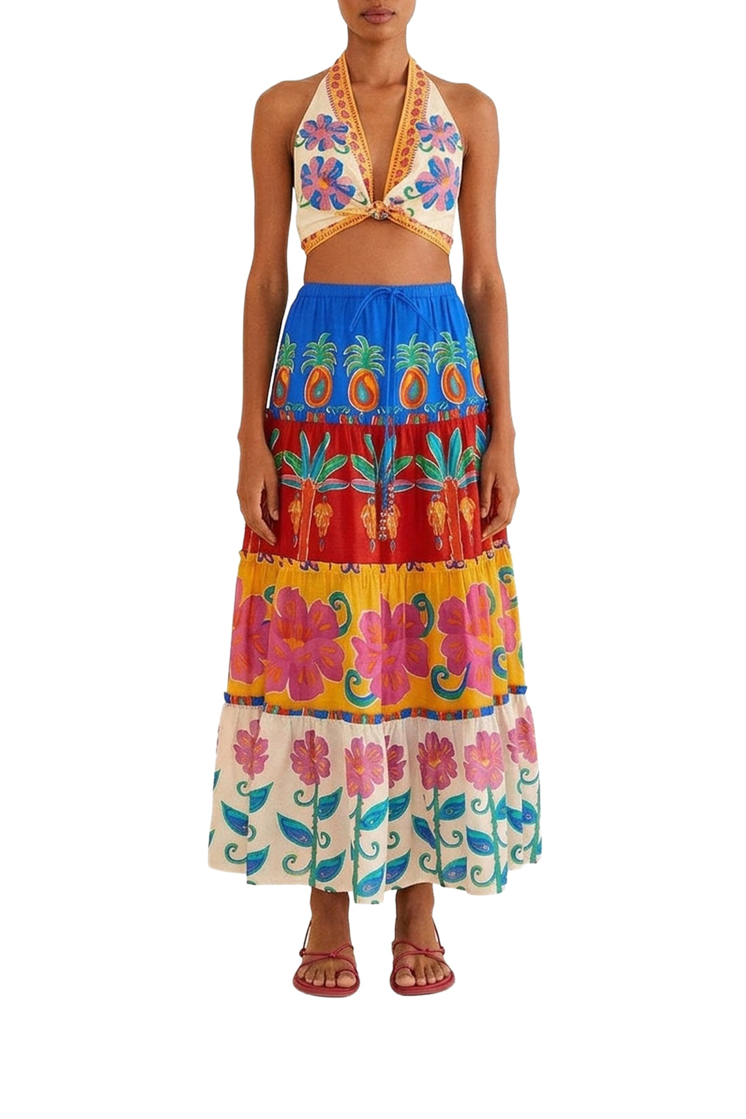 Top Vivid Garden Off White - Multicolore
