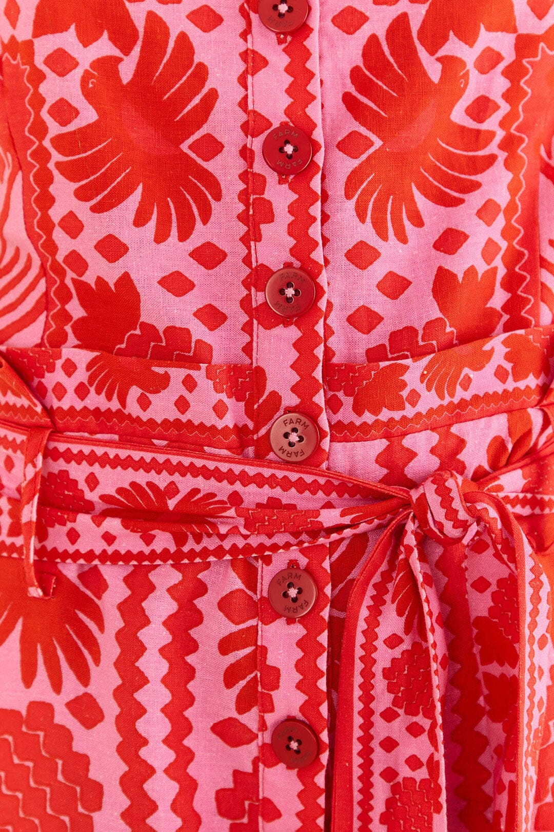 Combi-short Jungle foulard en lin - Rouge