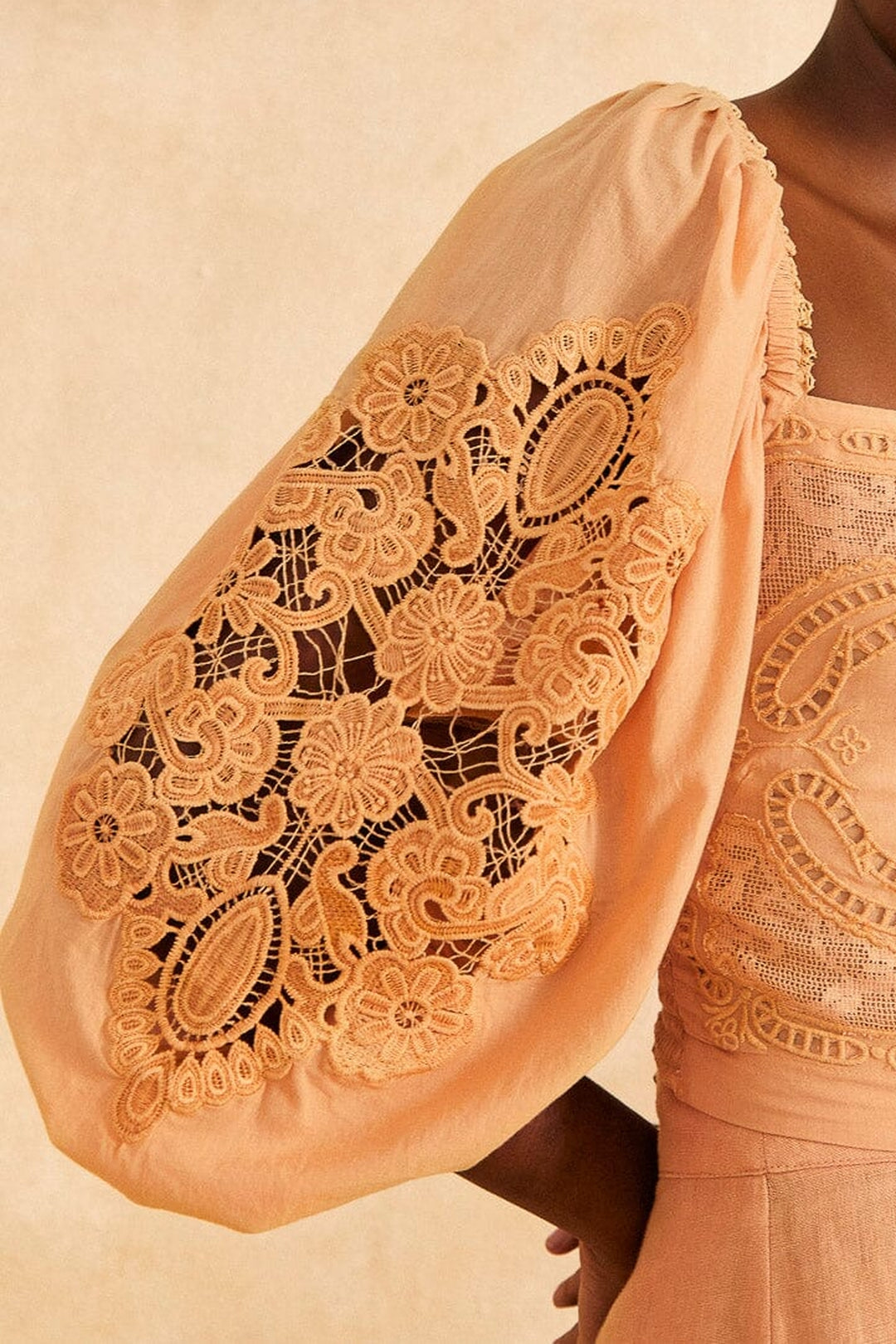 Dark Sand cotton lace blouse - Beige