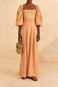 Dark Sand cotton lace blouse - Beige