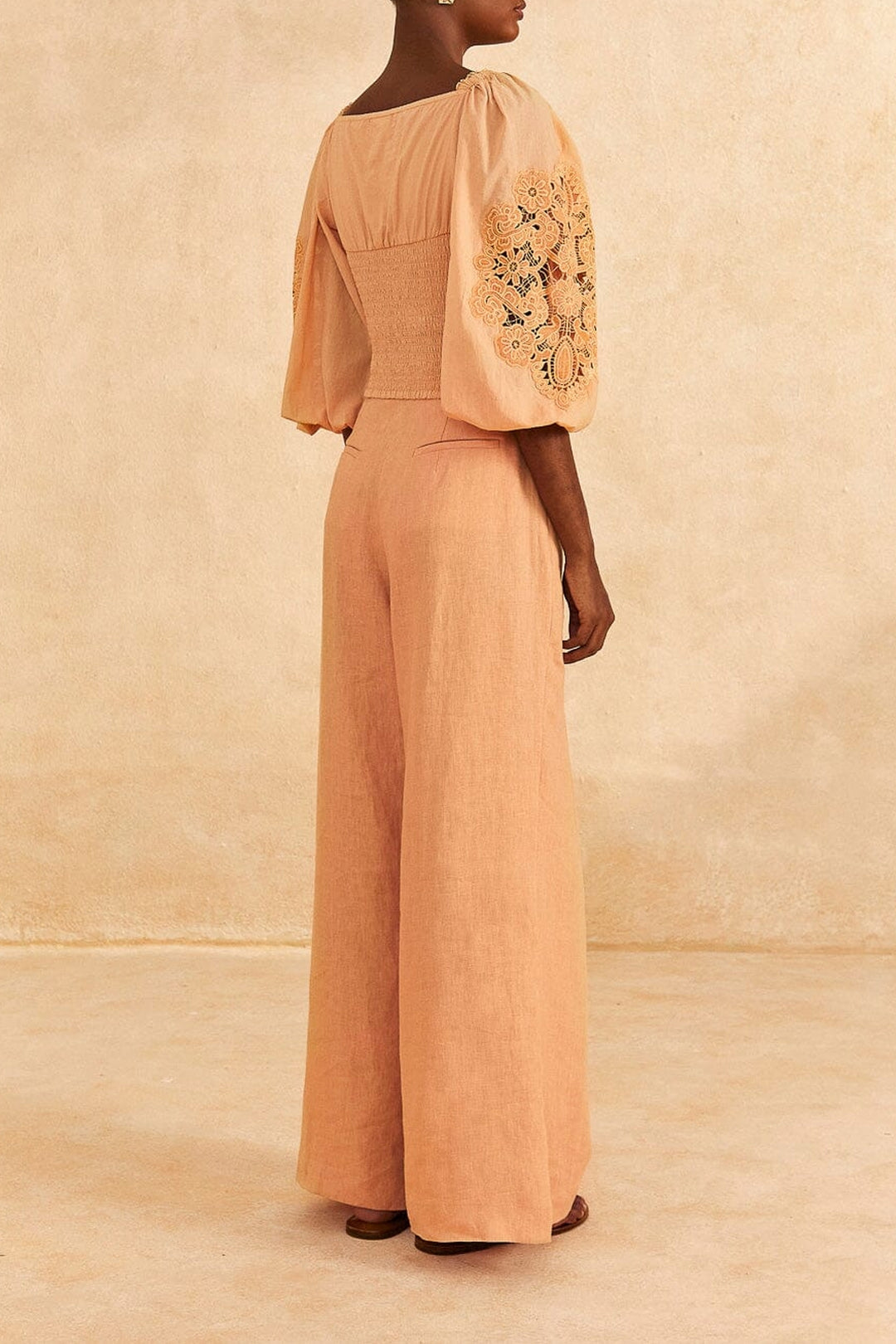 Dark Sand cotton lace blouse - Beige