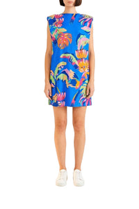Robe courte Painted Jungle façon t-shirt en coton - Bleu