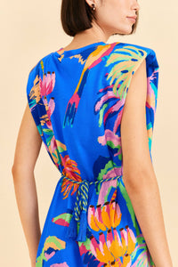 Robe courte Painted Jungle façon t-shirt en coton - Bleu