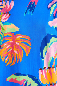 Robe courte Painted Jungle façon t-shirt en coton - Bleu