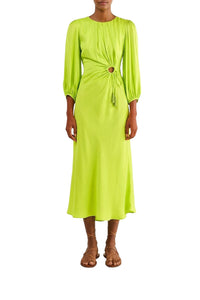 Robe midi Lime Piping - Jaune