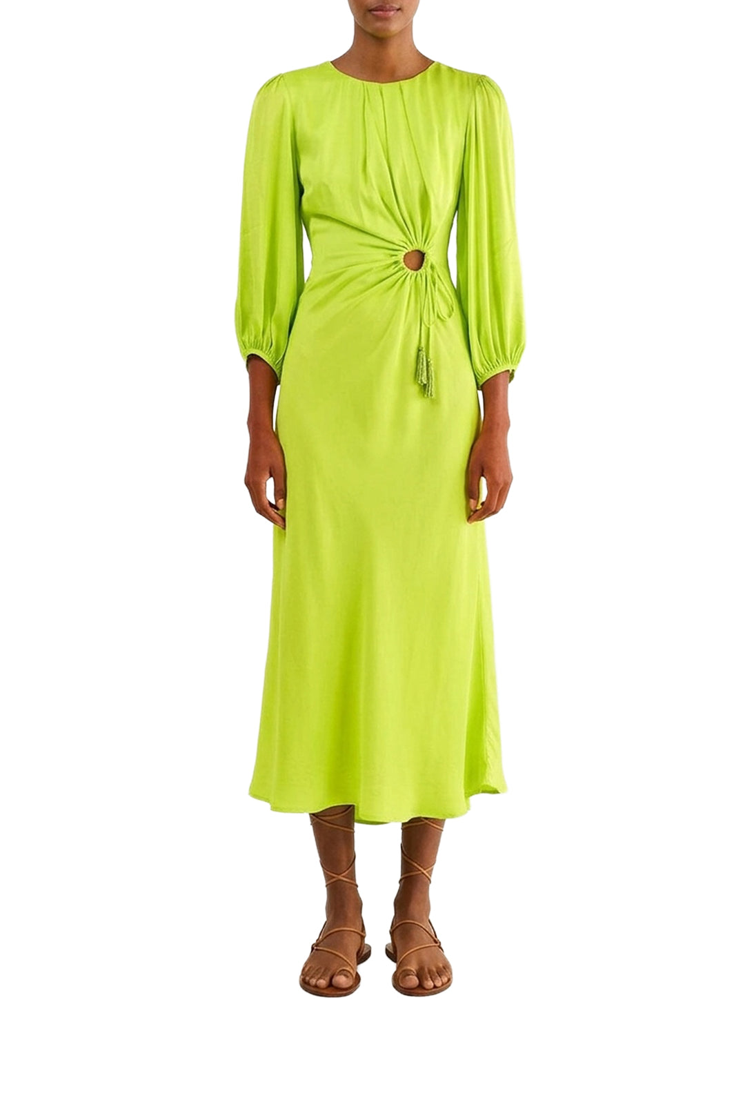 Robe midi Lime Piping - Jaune