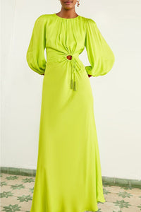 Robe midi Lime Piping - Jaune
