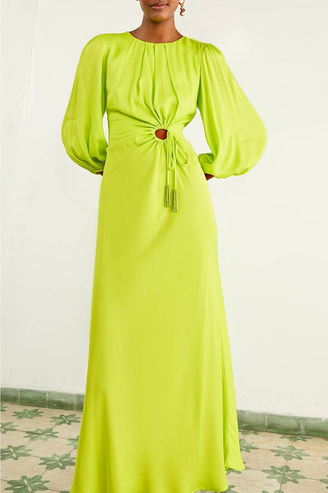 Robe midi Lime Piping - Jaune