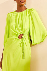 Robe midi Lime Piping - Jaune