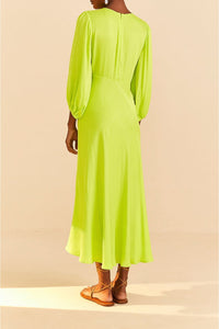 Robe midi Lime Piping - Jaune