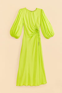 Robe midi Lime Piping - Jaune