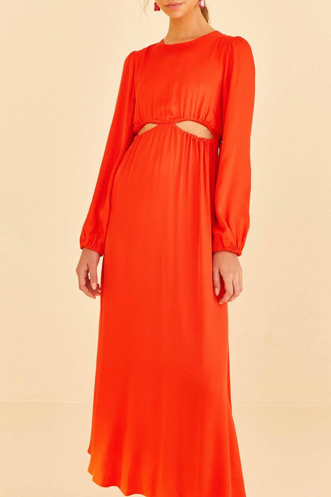 MEDIA OFF LINE_Robe midi Viscose Satin - Rouge