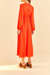 MEDIA OFF LINE_Robe midi Viscose Satin - Rouge