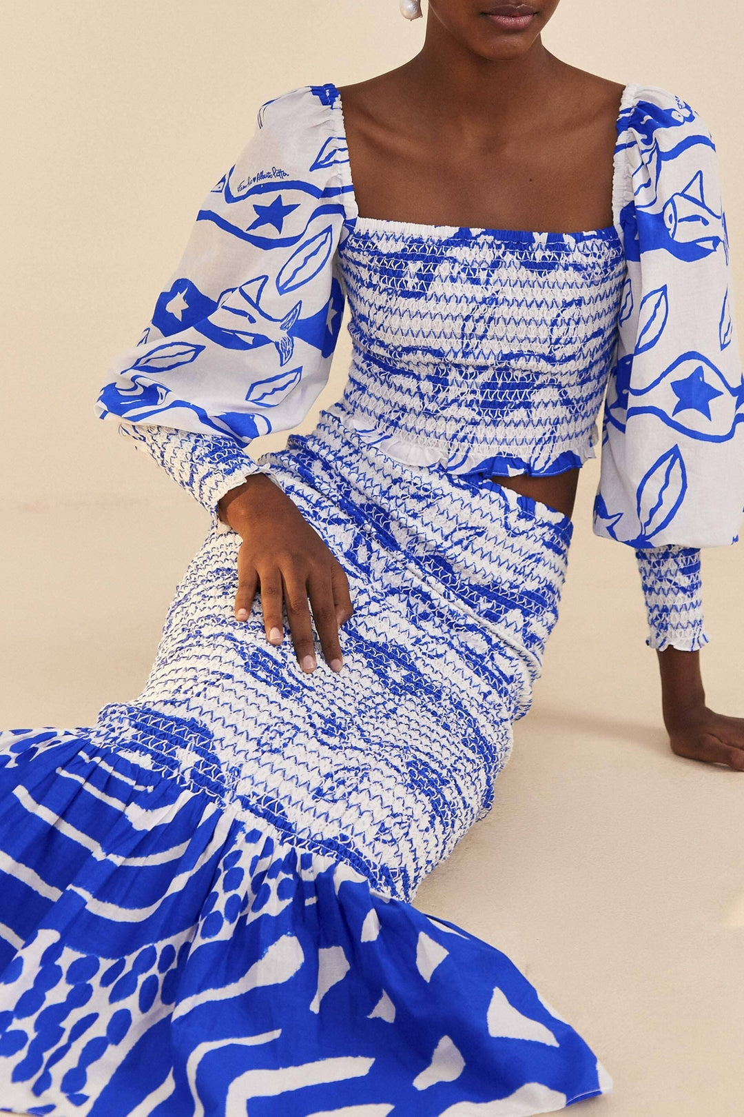 Pitta Waves Off White Blouse - Pitta Waves Off White