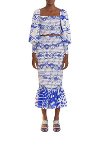 Blouse Smocked Pitta Waves - Blanc