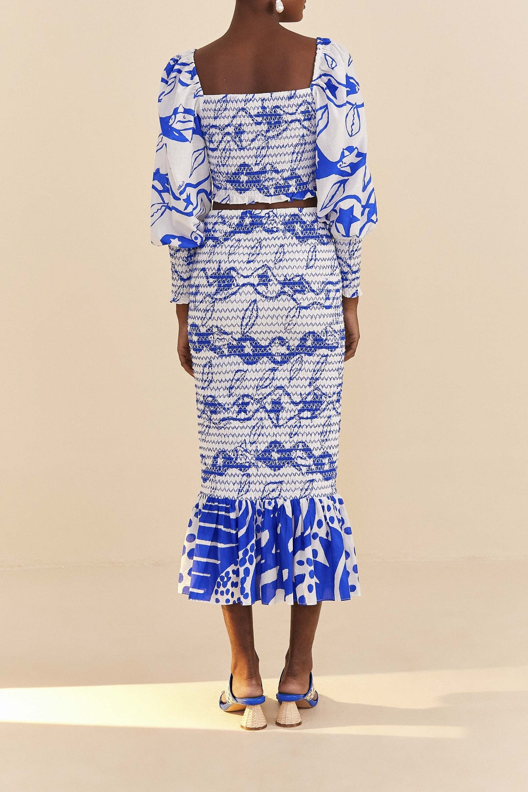 Blouse Smocked Pitta Waves - Blanc