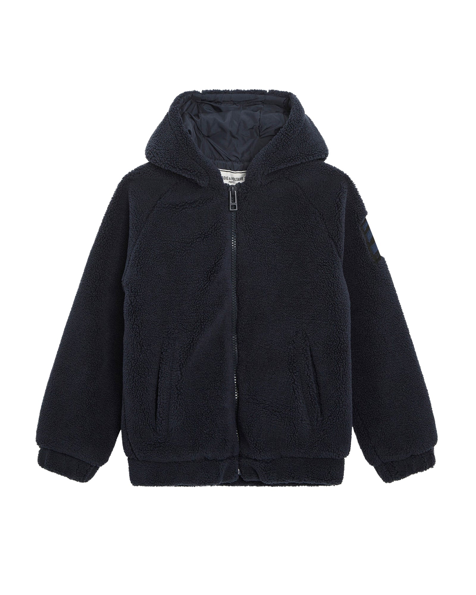 Fluffy fleece jacket with camouflage print - Night