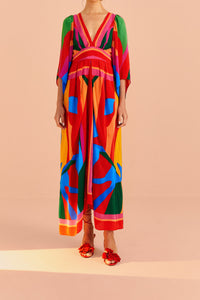 Robe longue Colorful Foliage - Multicolore