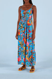 Robe longue Macaw Party - Bleu