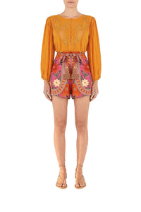 Blouse Lace ajourée et boutonnée - Orange