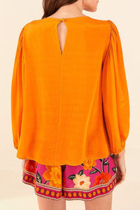 Blouse Lace ajourée et boutonnée - Orange