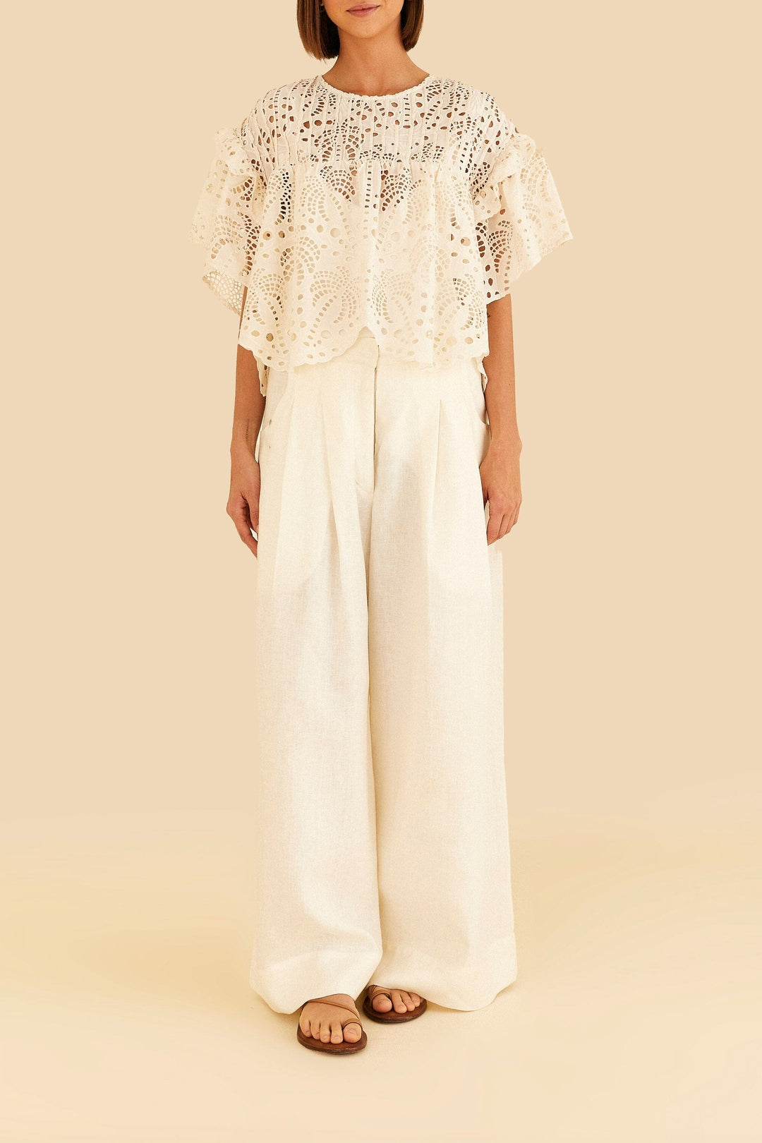 Blouse Palmiers richilier en coton - Blanc