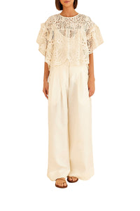 Blouse Palmiers richilier en coton - Blanc
