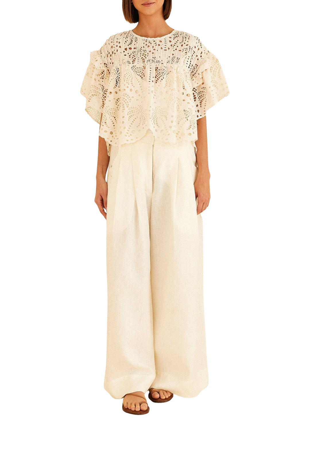 Blouse Palmiers richilier en coton - Blanc