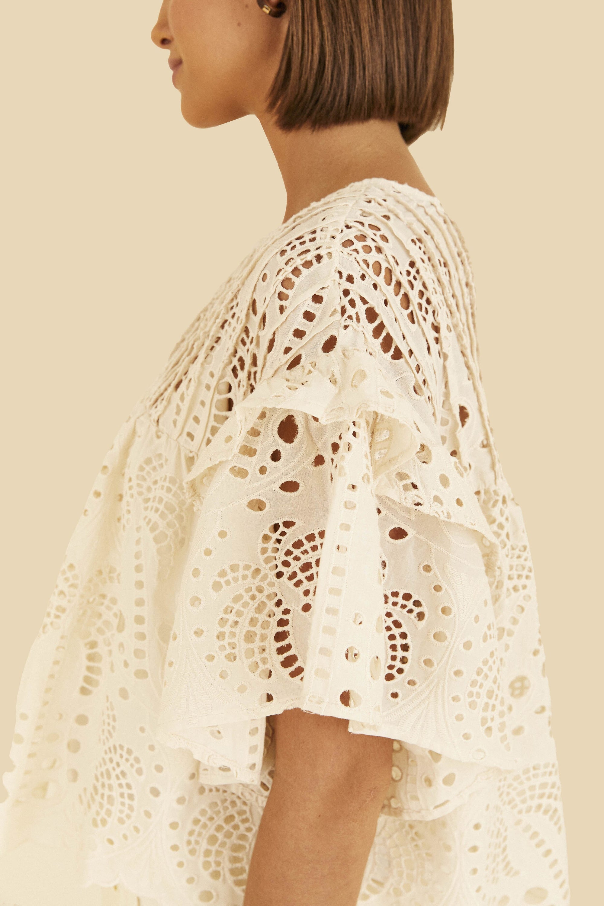 Blouse Palmiers richilier en coton - Blanc