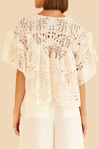 Blouse Palmiers richilier en coton - Blanc