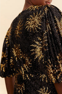 Sunny Mood Sequin Short Dress - Black