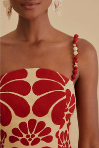 Robe midi à bretelles Palermo en lin - Rouge