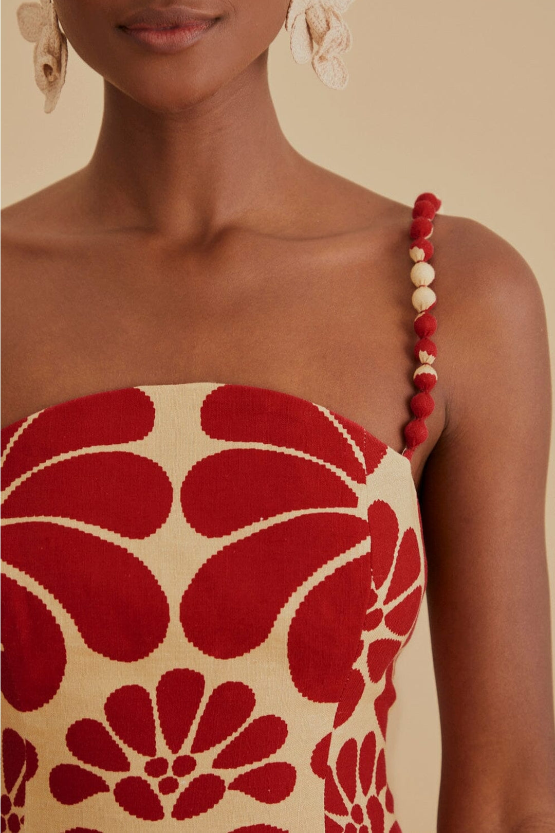 Robe midi à bretelles Palermo en lin - Rouge