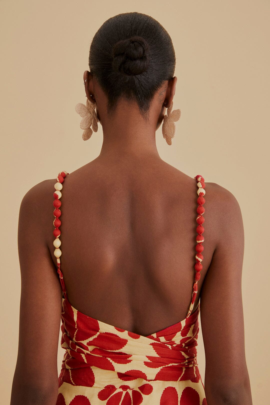 Robe midi à bretelles Palermo en lin - Rouge