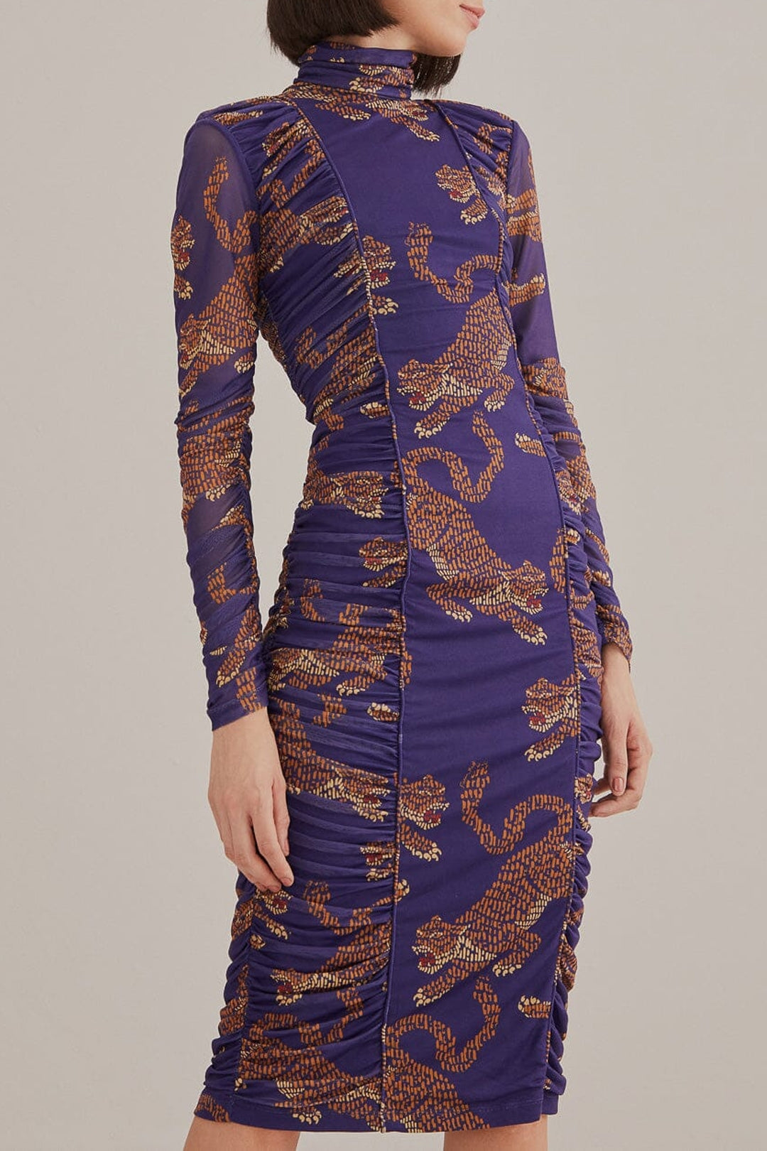 Robe midi Léopards - Bleu