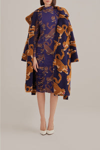 Robe midi Léopards - Bleu