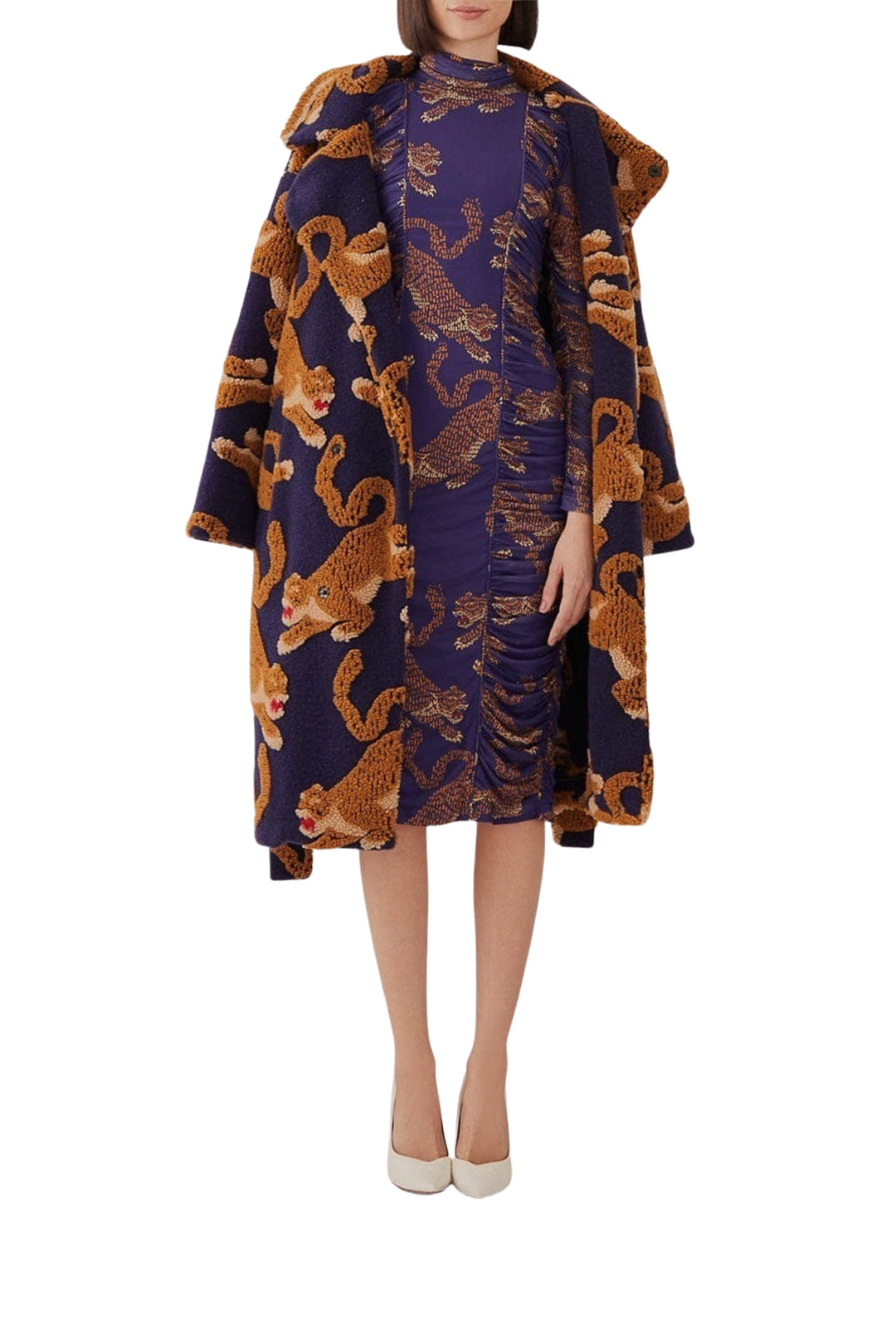 Robe midi Léopards - Bleu