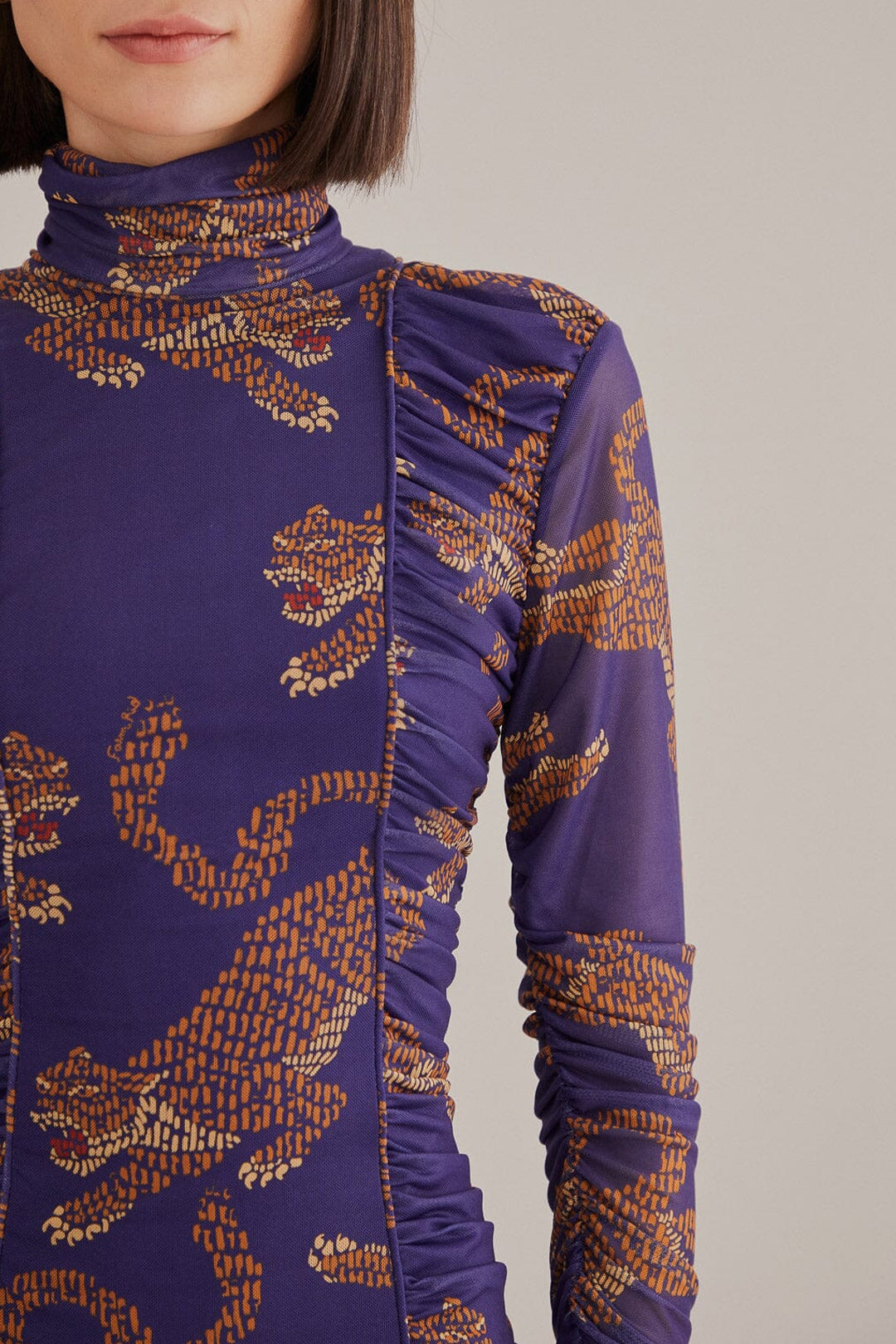 Robe midi Léopards - Bleu