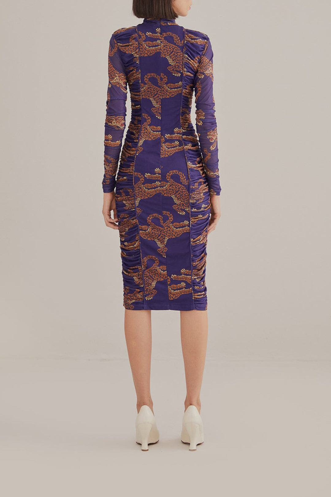 Robe midi Léopards - Bleu