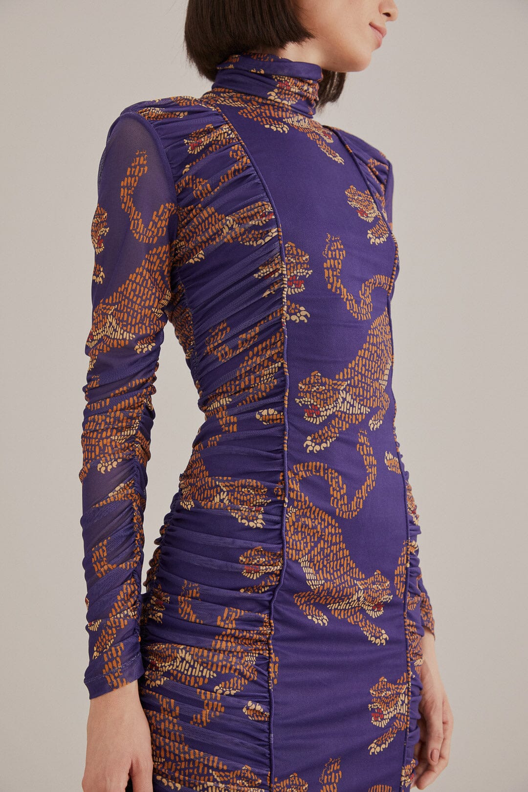 Robe midi Léopards - Bleu