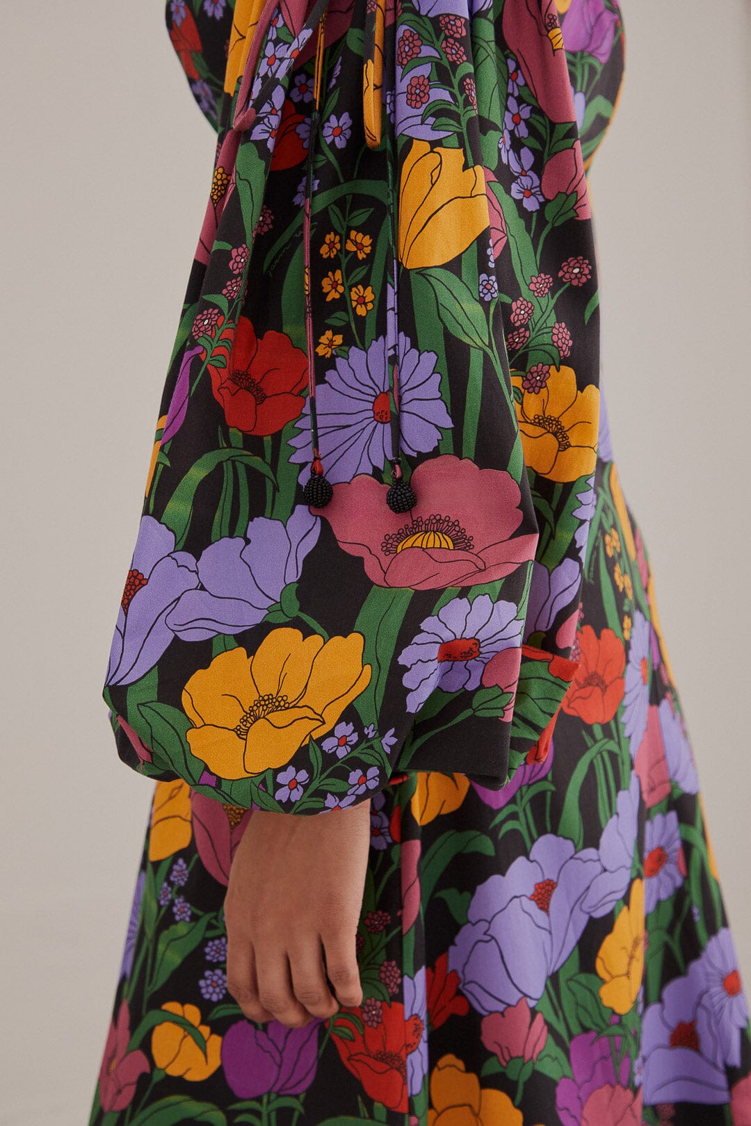 Robe midi Bucolic Garden à découpes en coton - Violet