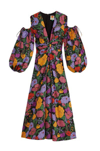 Robe midi Bucolic Garden à découpes en coton - Violet