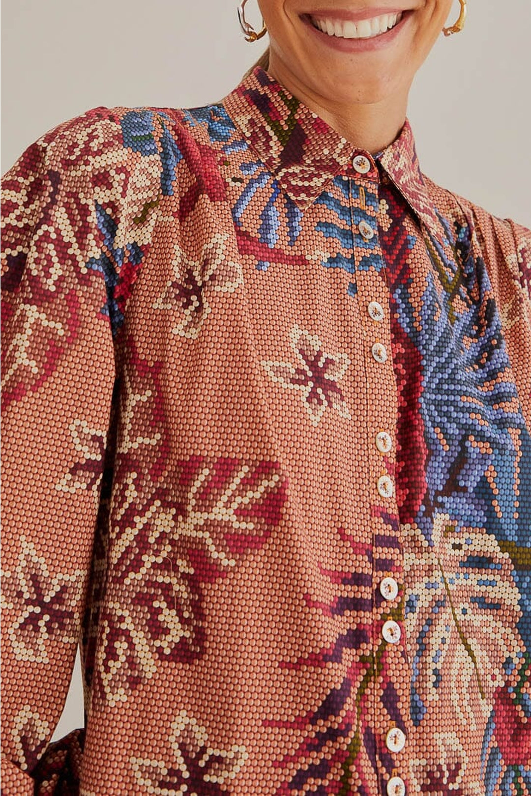 Robe courte à manches longues - Rose