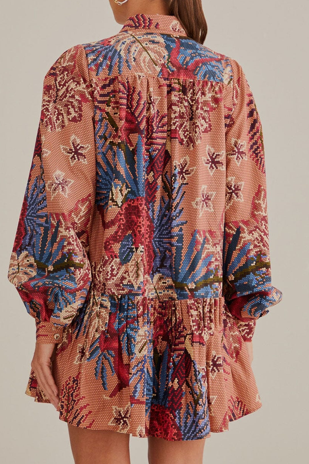Robe courte à manches longues - Rose