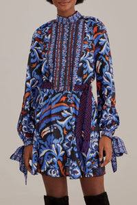 Robe courte à manches longues - Bleu