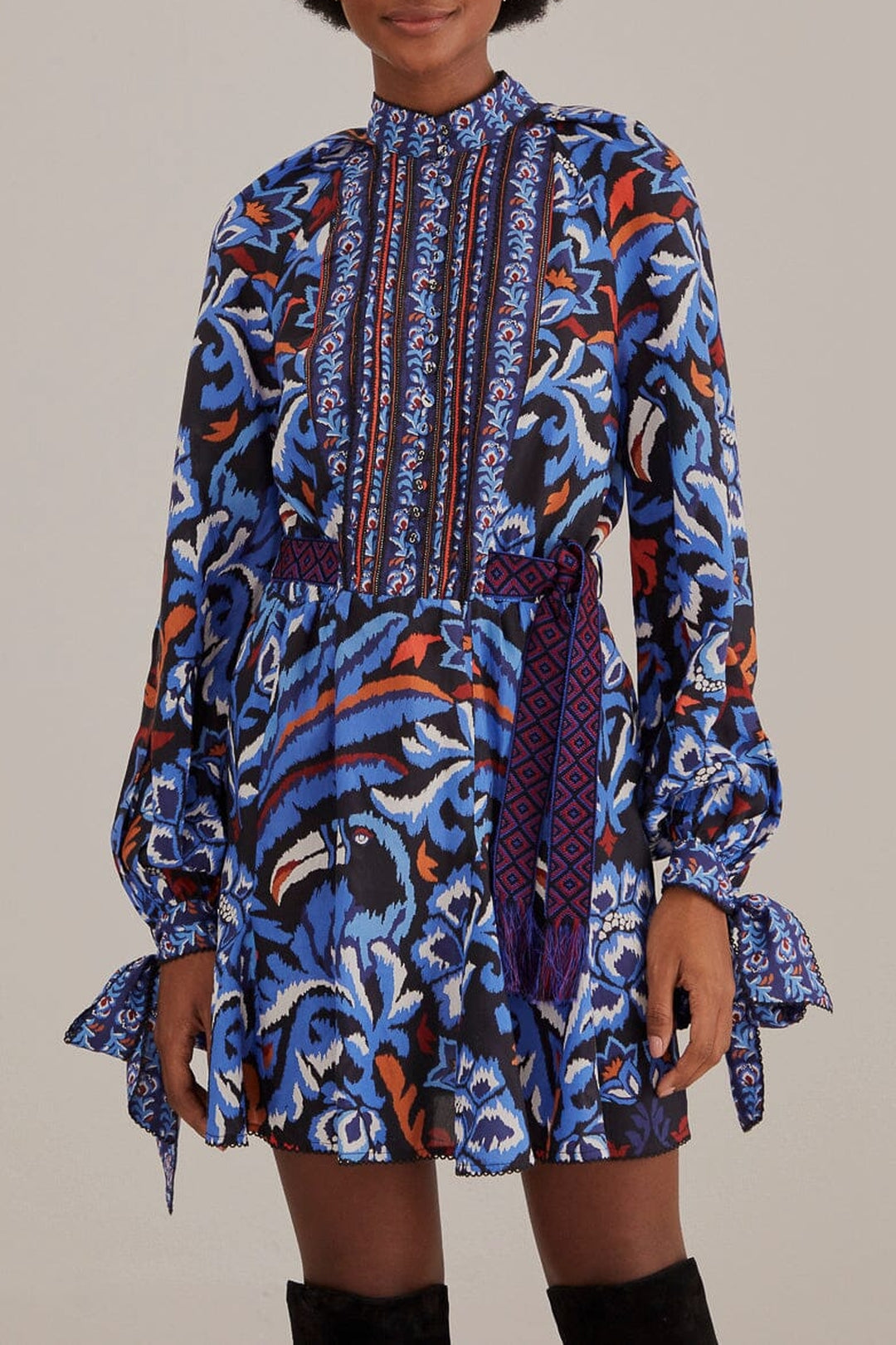 Robe courte à manches longues - Bleu