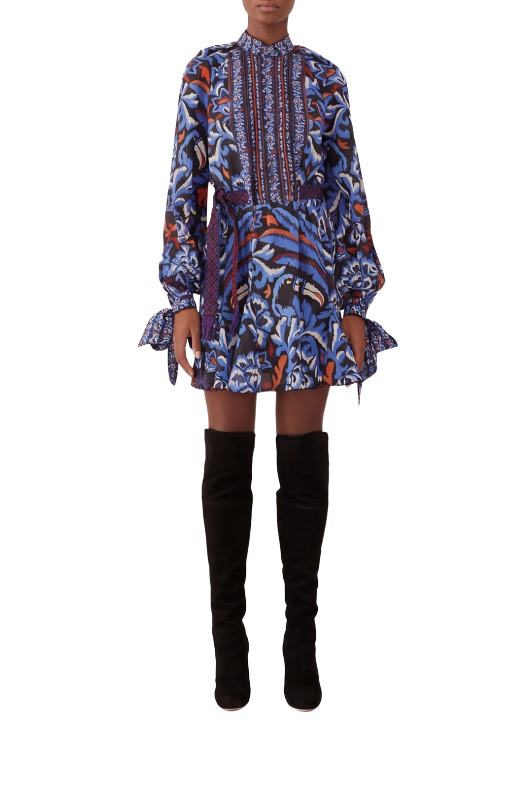 Robe courte à manches longues - Bleu