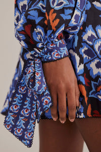 Robe courte à manches longues - Bleu